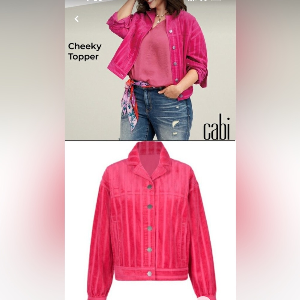 Cabi Cheeky Topper in pink cord.  Size Medium. EUC